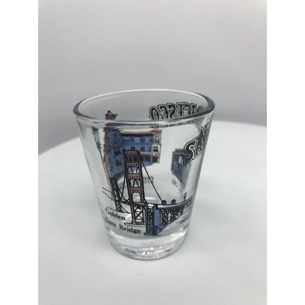 Vtg Shot Glass San‎ Francisco Souvenir Cable Car China Town Golden Gate Bridge